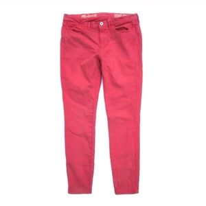 Madewell 27 Skinny Ankle Coral Orange Pink Jeans
